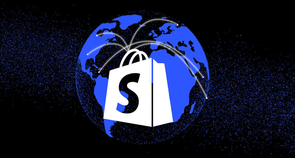 Shopify icon with global background