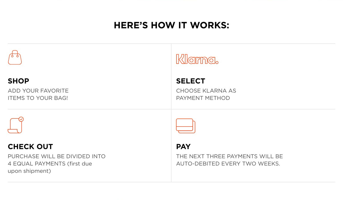 Capezio's Klarna payment option