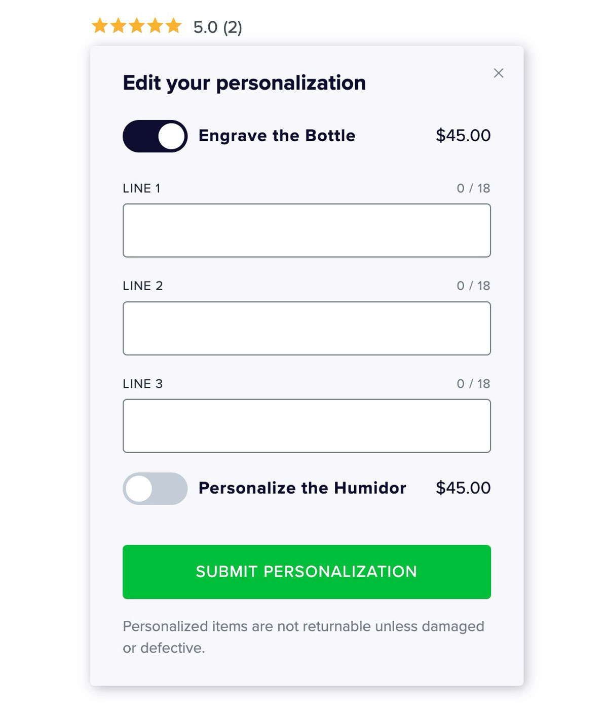 Spirited Gifts personalization module