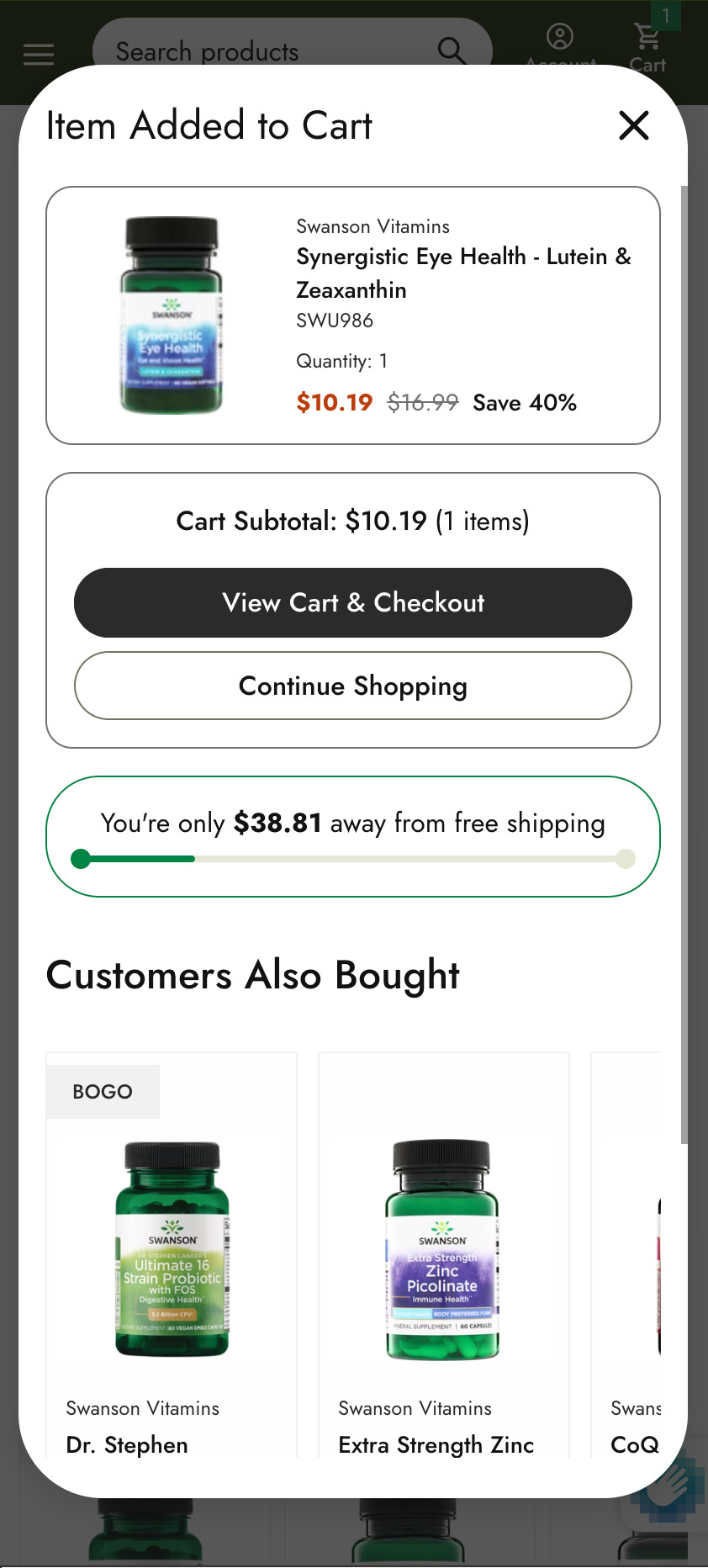 Added to Cart Popup